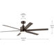 Loa 65 inch Satin Natural Bronze Ceiling Fan