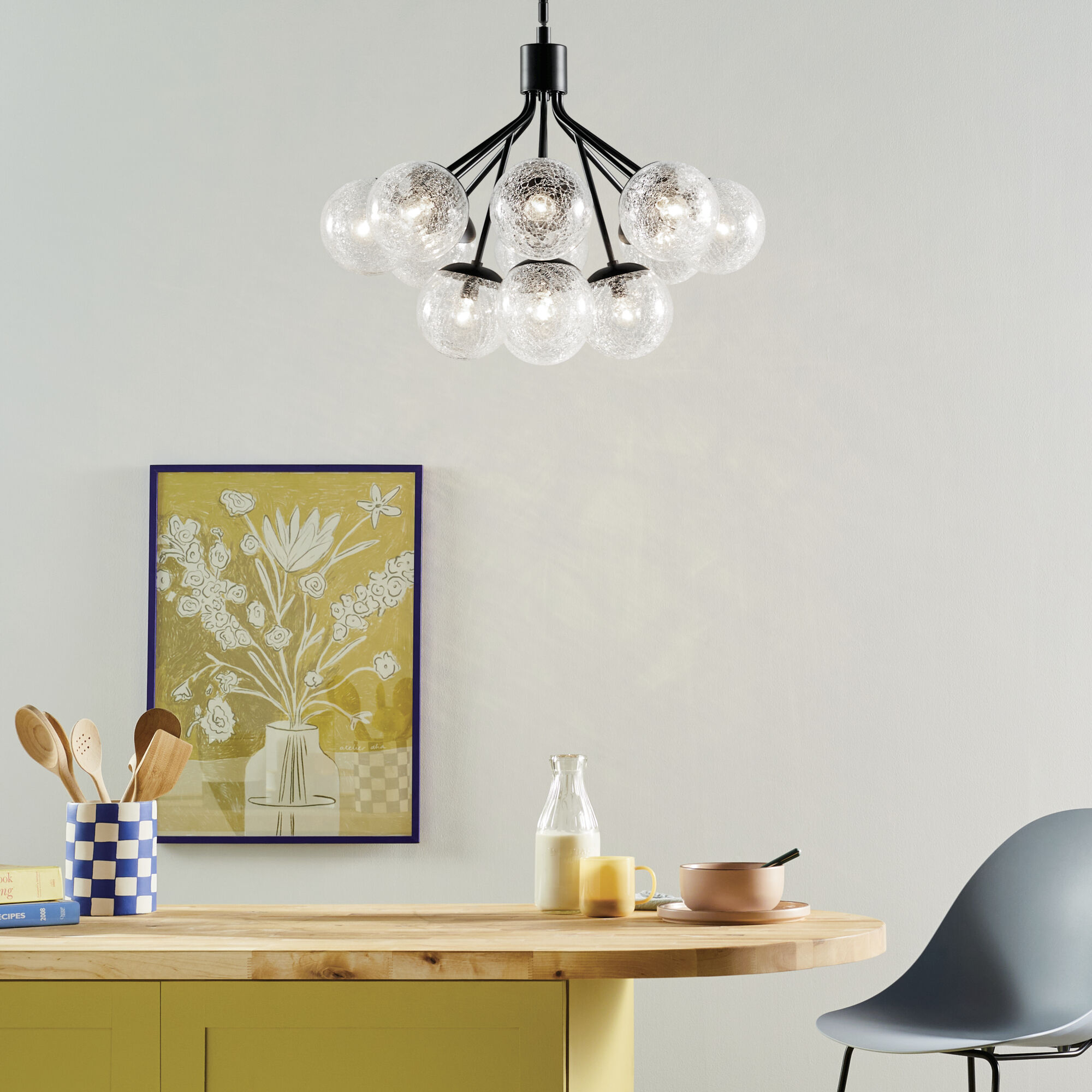 Silvarious 12 Light Black Chandelier/Semi Flush Ceiling Light