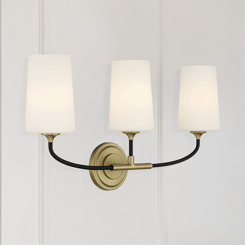 Niles 3 Light 23.5 inch Black Forged and Modern Gold Bath Vanity Wall Light
