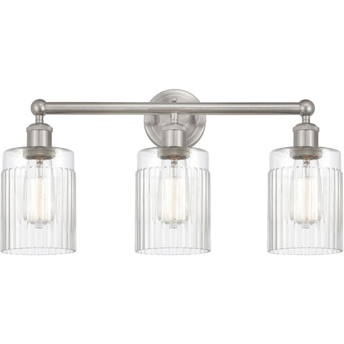 Edison Hadley 3 Light 23 inch Brushed Satin Nickel Bath Vanity Light Wall Light in Clear Glass