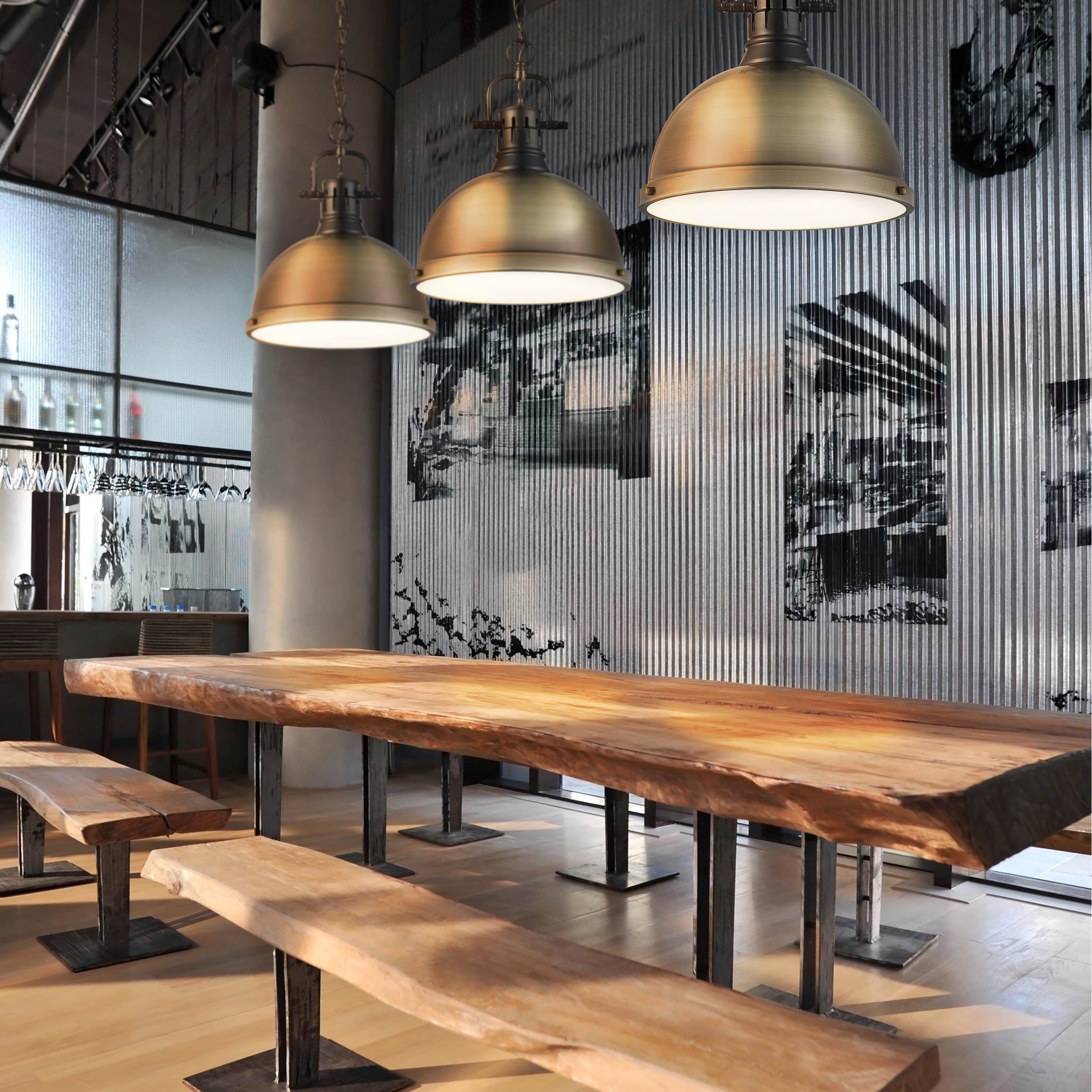 Yep Duncan 1 Light 14 inch Matte Black Pendant Ceiling Light in Aged Brass, Large