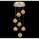 Vesta LED 14 inch Gold Pendant Ceiling Light in Amber Studio Glass