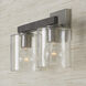 Sawyer 2 Light 14 inch Carbon Grey and Matte Nickel Vanity Light Wall Light