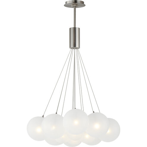 Burst LED 27 inch Satin Nickel Multi-Light Pendant Ceiling Light in Translucent Frost