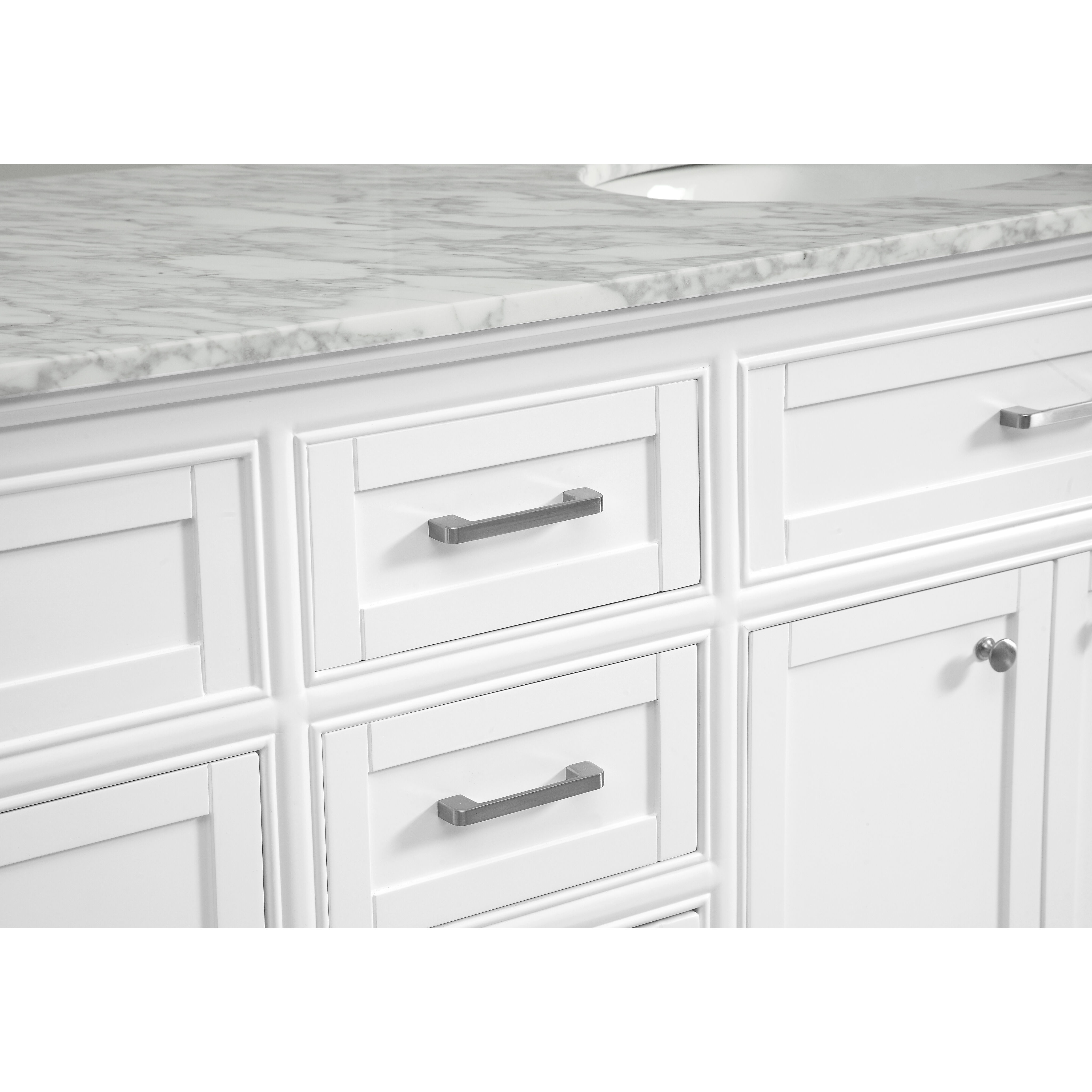 Americana 60 X 35 inch White with Carrara White Marble Vanity Set