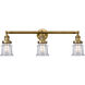 Franklin Restoration Small Canton 3 Light 30 inch Brushed Brass Bath Vanity Light Wall Light in Clear Glass, Franklin Restoration