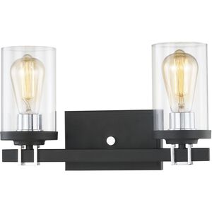 Holdfast 2 Light 15 inch Charcoal with Polished Chrome Vanity Light Wall Light