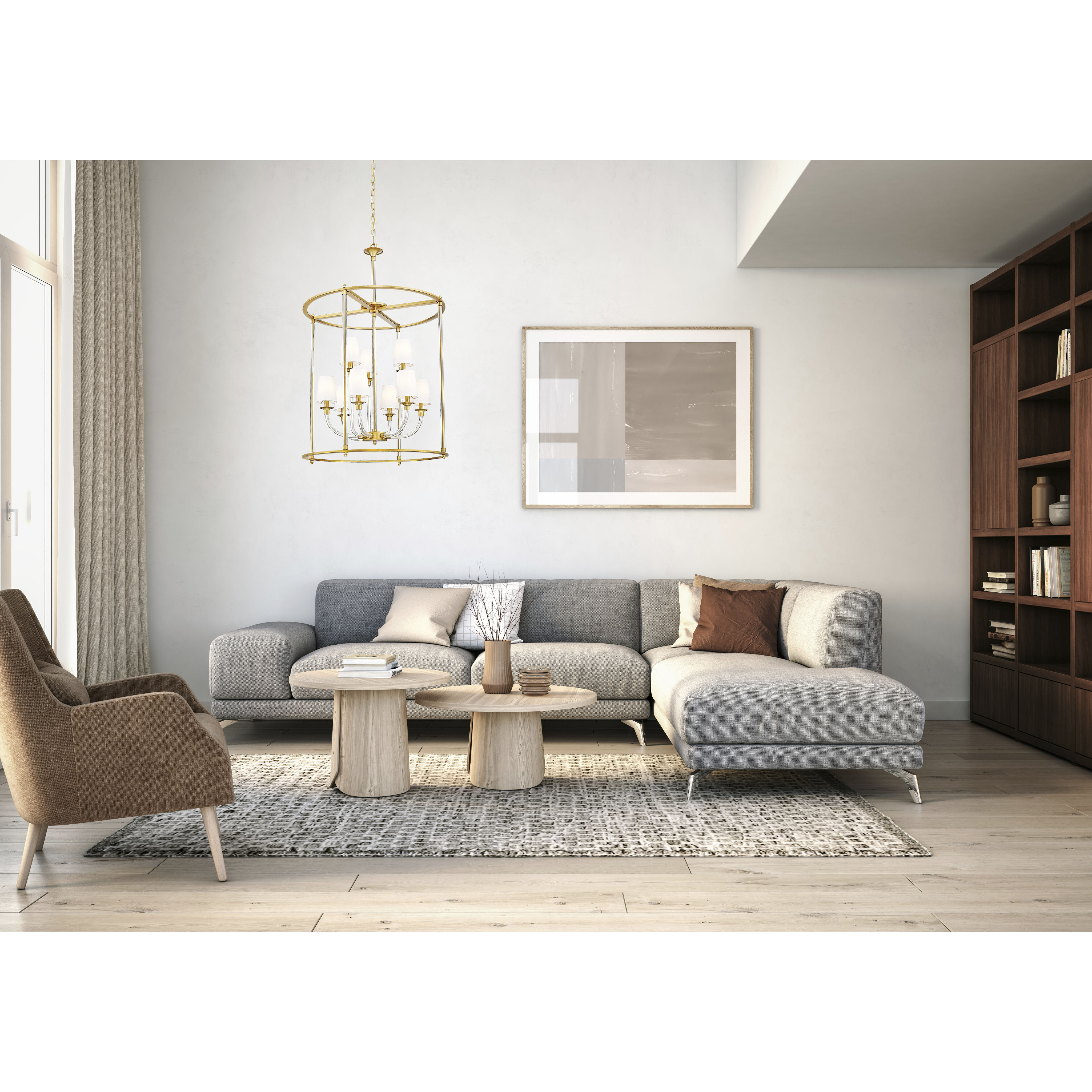 Katerina 9 Light 28 inch Rubbed Brass Chandelier Ceiling Light