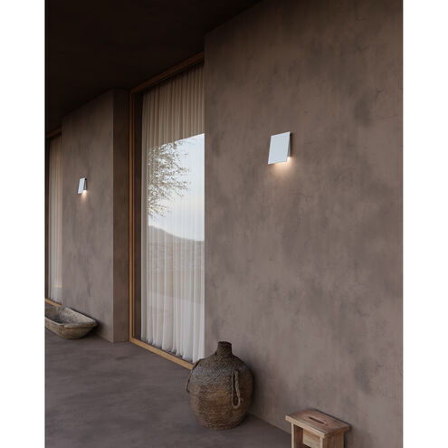 Angled Plane LED 8 inch Textured White Indoor-Outdoor Sconce, Inside-Out