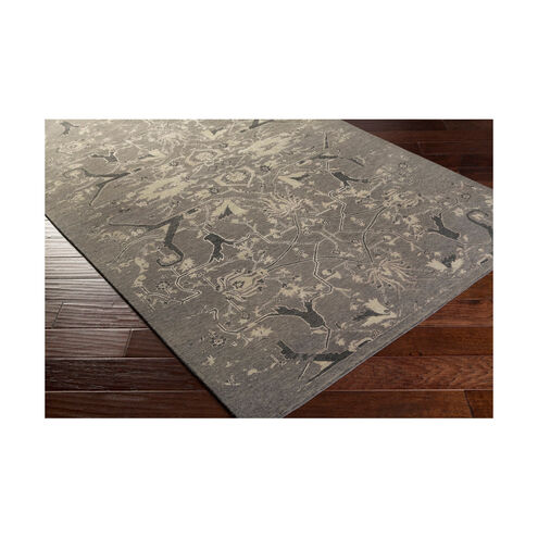 Opulent 72 X 48 inch Gray and Gray Area Rug, Wool, Cotton, and Viscose