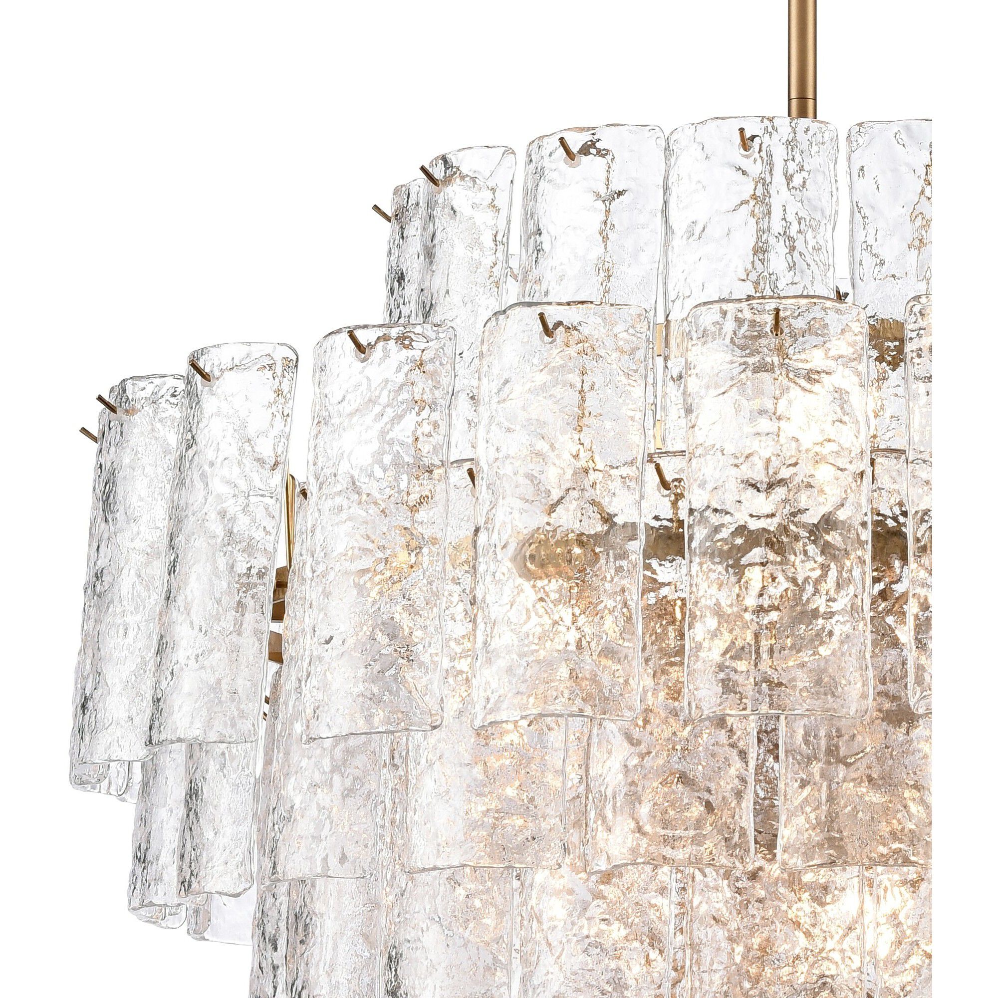 Fire and Ice 21 Light 34 inch Lacquered Gold Chandelier Ceiling Light in Clear Glass