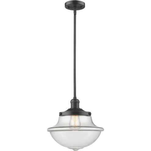 Franklin Restoration Oxford 1 Light 12 inch Oil Rubbed Bronze Mini Pendant Ceiling Light in Incandescent, Clear, Franklin Restoration