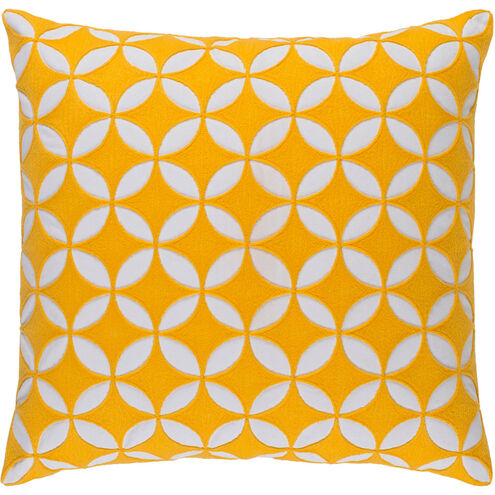 Perimeter 22 X 22 inch Bright Yellow and White Throw Pillow