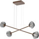 Mesa LED Burnished Bronze Linear Multi-Pendant Ceiling Light in Smoke, 2700K LED, Double Moda