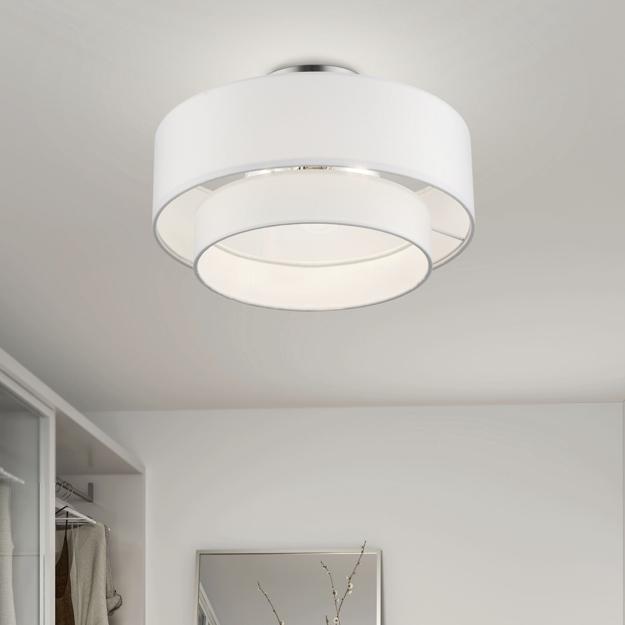 Manorwood 3 Light 15 inch Brushed Nickel Semi-Flush Ceiling Light