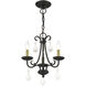 Daphne 3 Light 13.88 inch Black with Antique Brass Finish Accents Mini Chandelier Ceiling Light in Black with Antique Brass Accents
