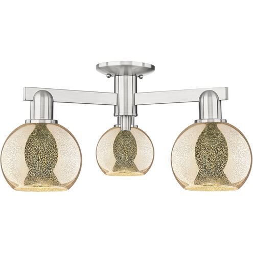 Arcadia Athens 3 Light 23.38 inch Brushed Satin Nickel Semi-Flush Mount Ceiling Light in Mercury