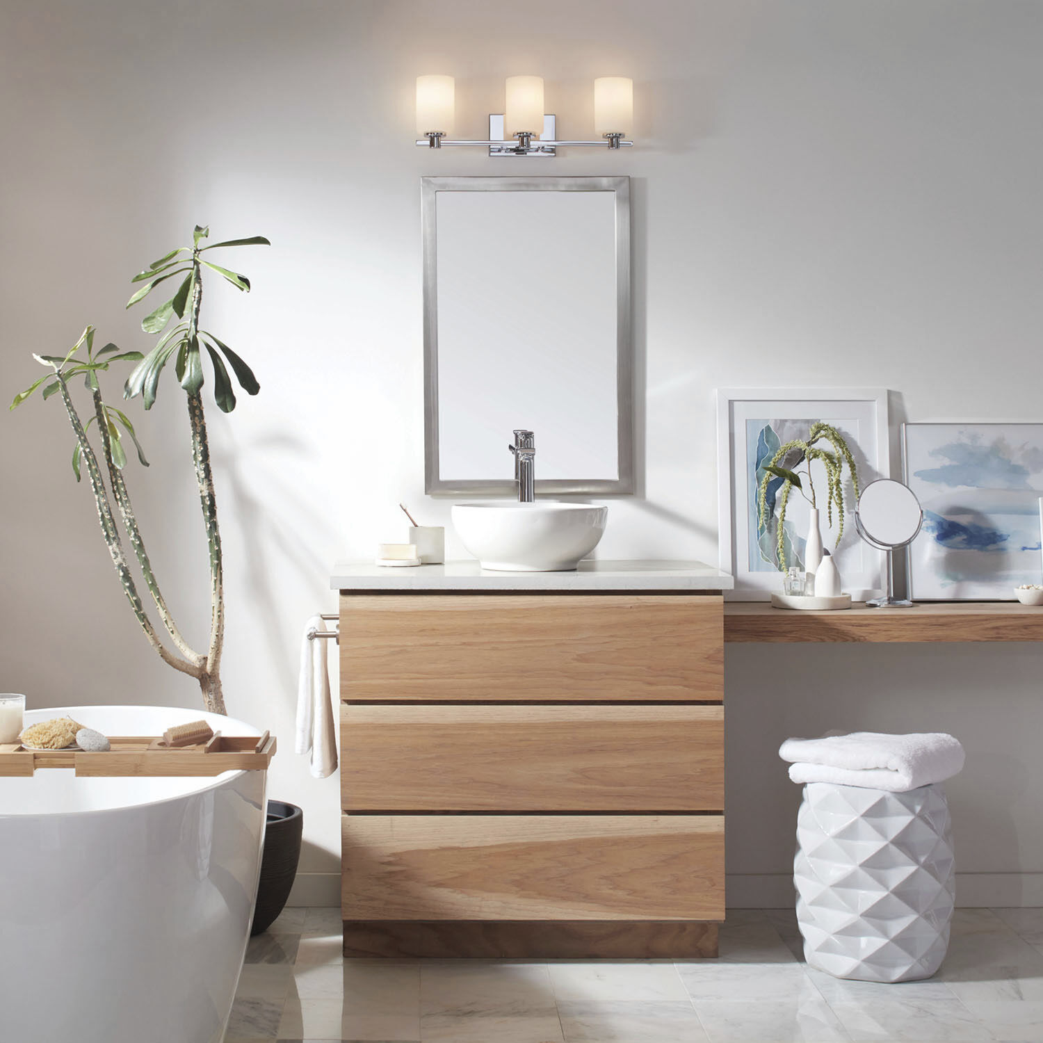 Karlie 3 Light 22.5 inch Chrome Vanity Light Wall Light