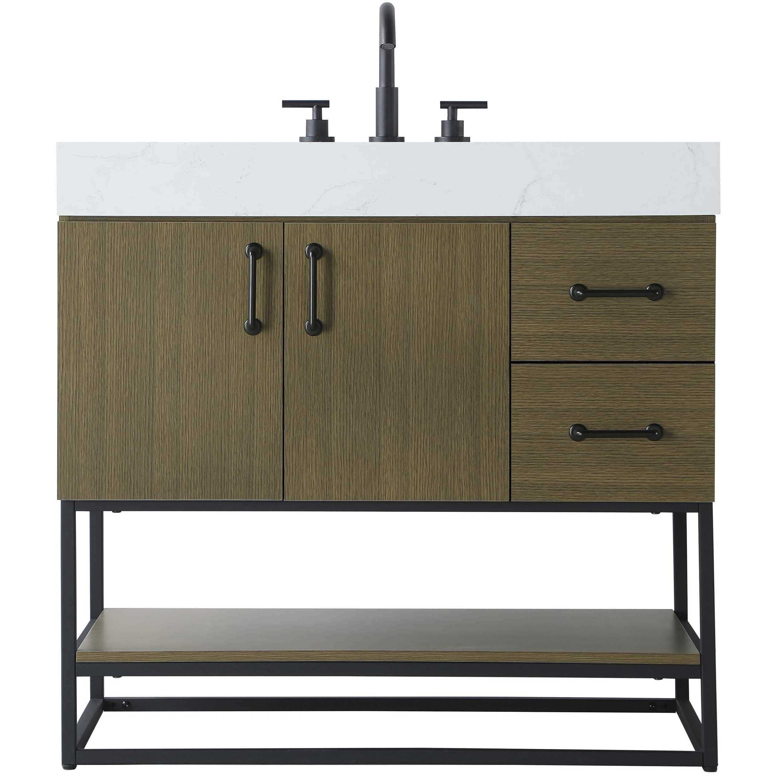 Caroline 36 X 34 inch Chestnut Brown Bathroom Vanity Cabinet