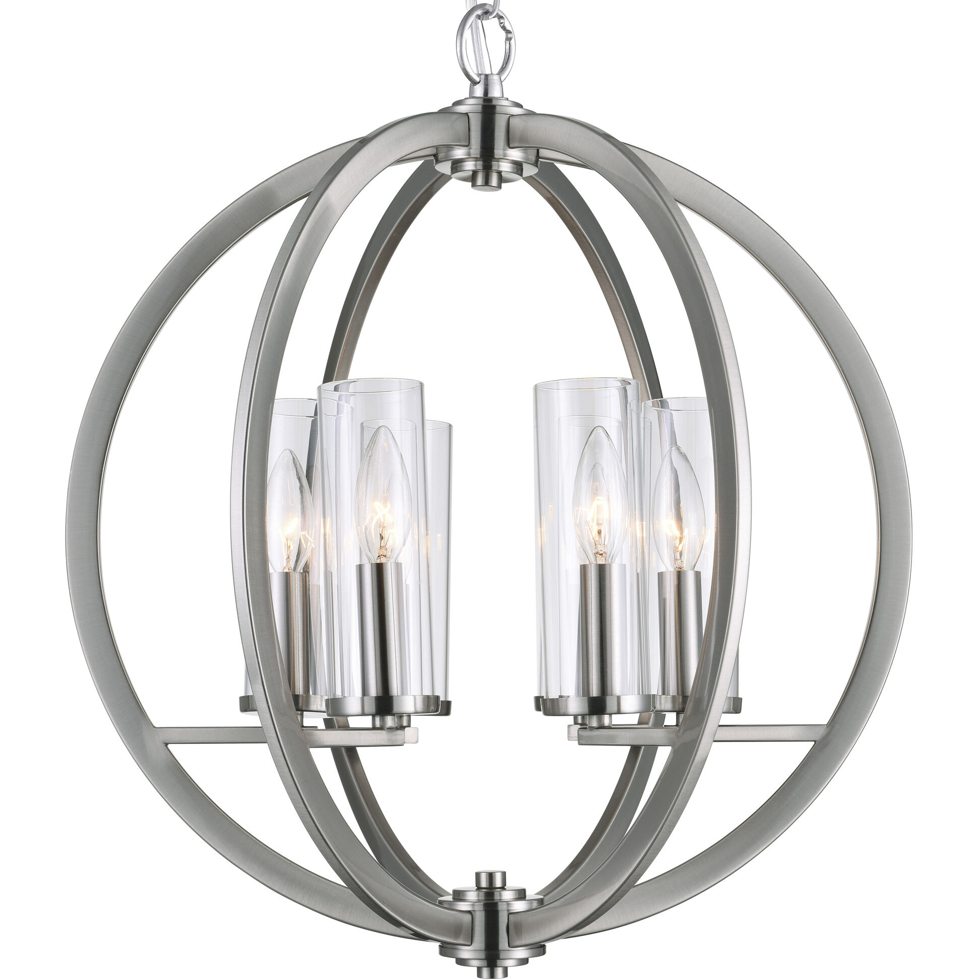 Elton 6 Light 19 inch Satin Nickel Chandelier Ceiling Light