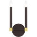 Karlstad 2 Light 7 inch Bronze with Satin Brass Accents ADA Sconce Wall Light