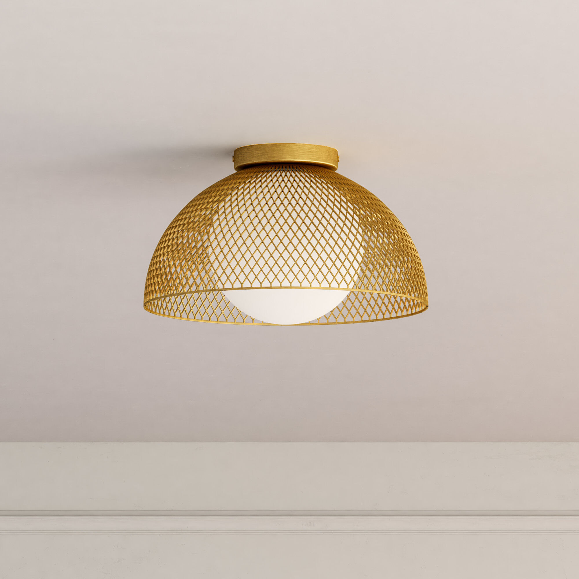 Alora Mood Haven 1 Light 12.63 inch Gold/Opal Matte Glass Flush Mount Ceiling Light