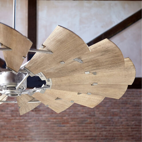 Windmill 72 inch Galvanized with Weathered Oak Blades Indoor Ceiling Fan