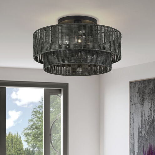 Weavington 3 Light 18 inch Black Semi Flush Mount Ceiling Light, Large