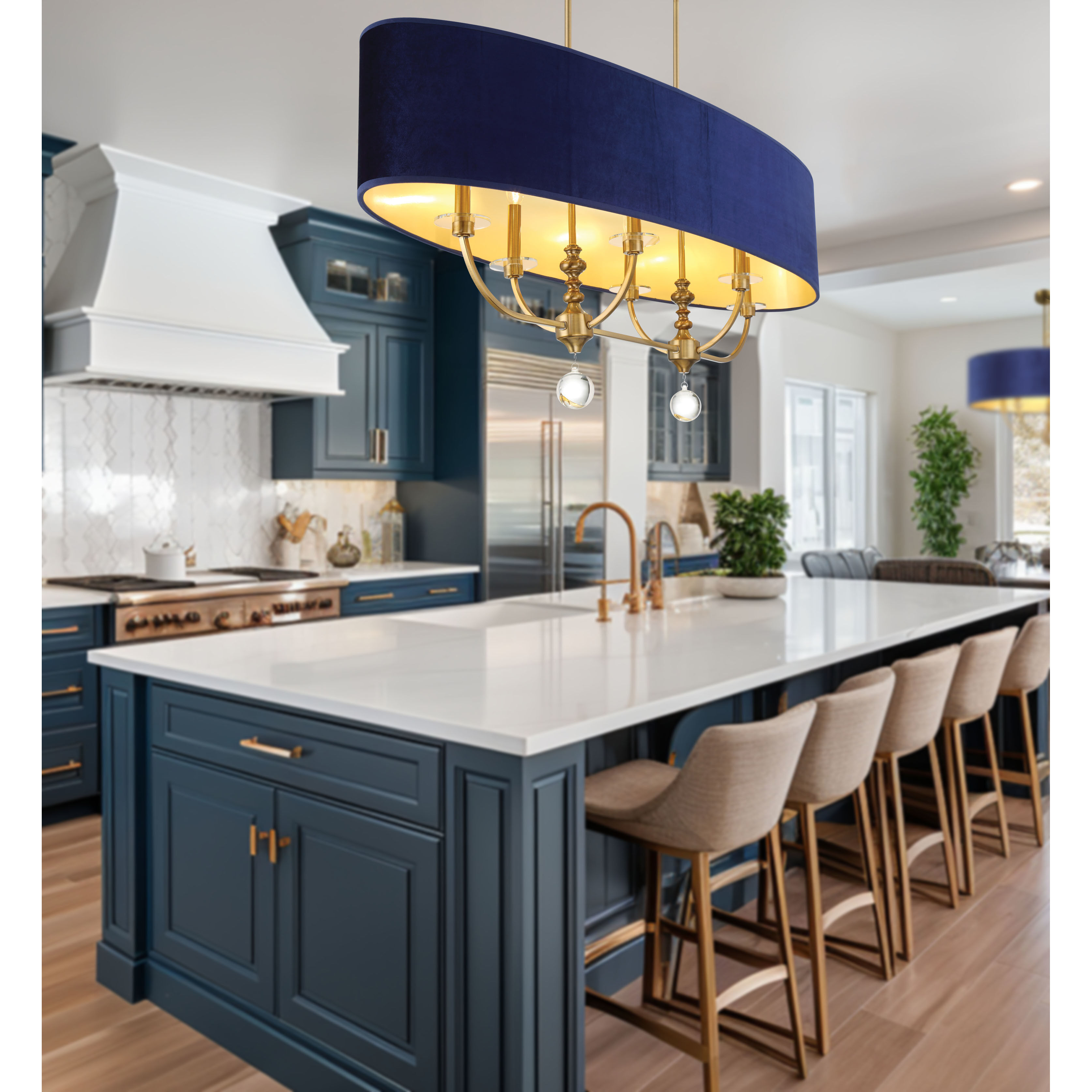 Van Noord 6 Light 48 inch Oxidized Aged Brass Island Chandelier Ceiling Light