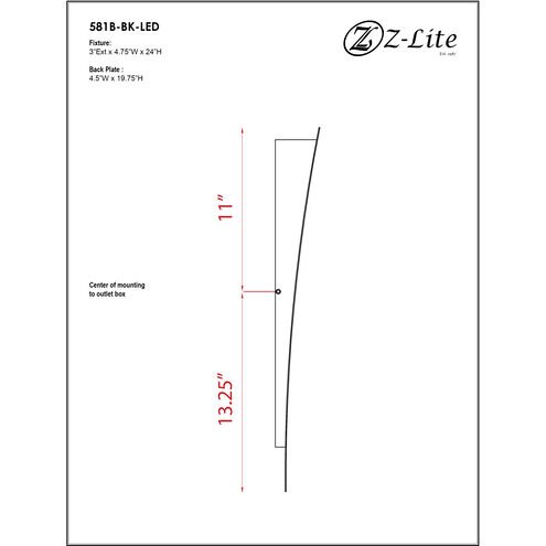 Landrum LED 24 inch Black Outdoor Wall Light