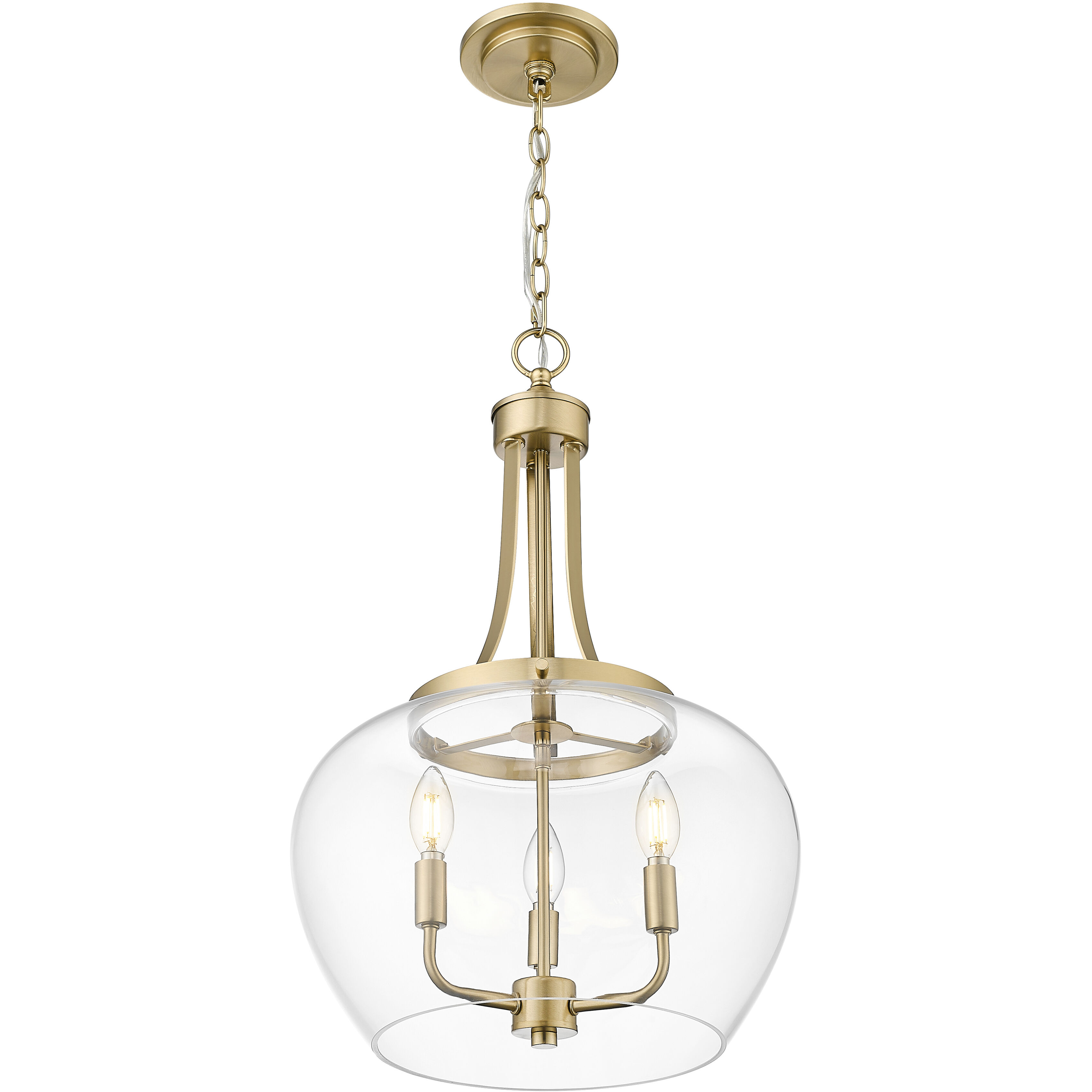 Joliet 3 Light 15.75 inch Burnished Brass Pendant Ceiling Light