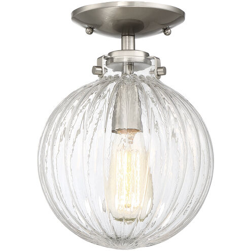 Modern 1 Light 8 inch Brushed Nickel Semi-Flush Ceiling Light