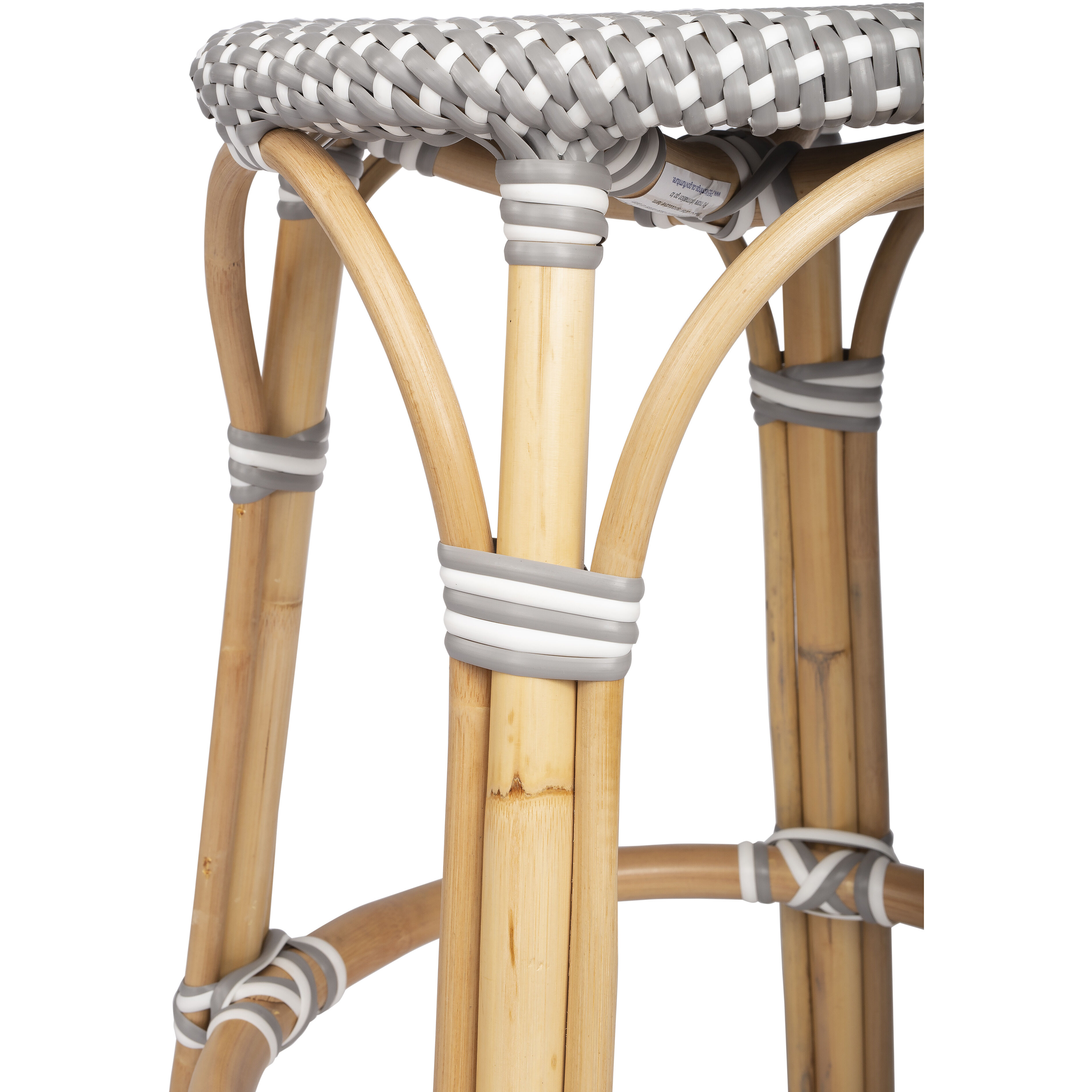 Tobias Gray & White Rattan Bar Stool