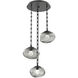 Nova LED 22.2 inch Matte Black Multi-Pendant Ceiling Light in 3000K LED, Smoke, Rectangular Chain