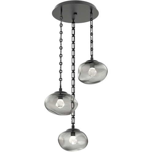 Nova LED 22.2 inch Matte Black Multi-Pendant Ceiling Light in 3000K LED, Smoke, Rectangular Chain