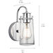 Braelyn 1 Light 5 inch Chrome Wall Bracket Wall Light
