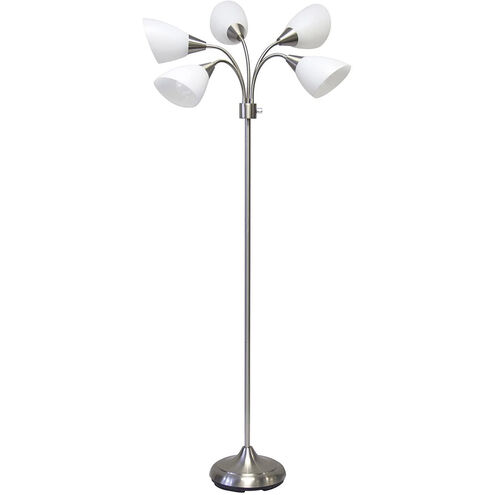 Five Light 67 inch 60.00 watt Brushed Steel Tree Floor Lamp Portable Light, Simplee Adesso 