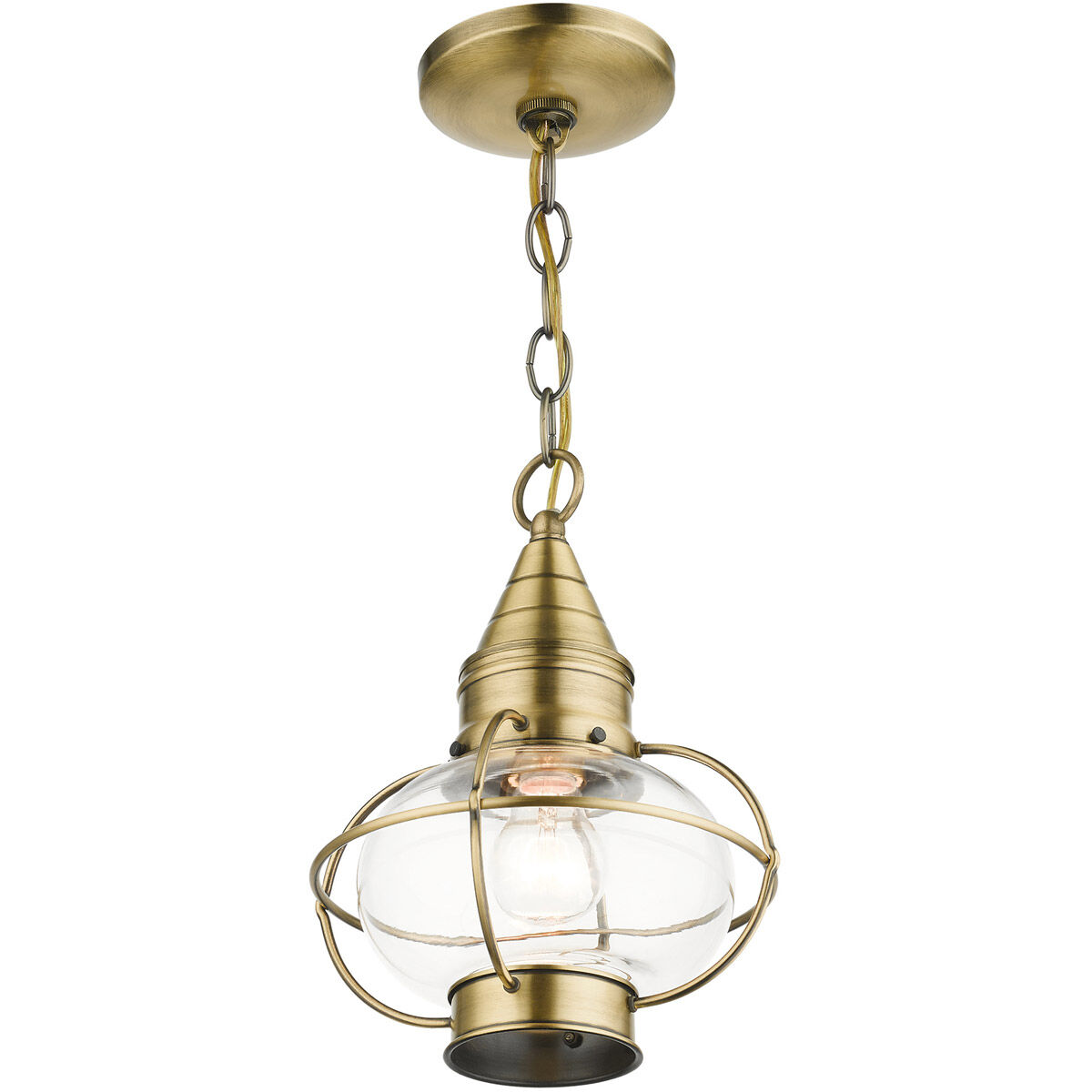 Newburyport 1 Light 8.75 inch Antique Brass Outdoor Pendant Lantern