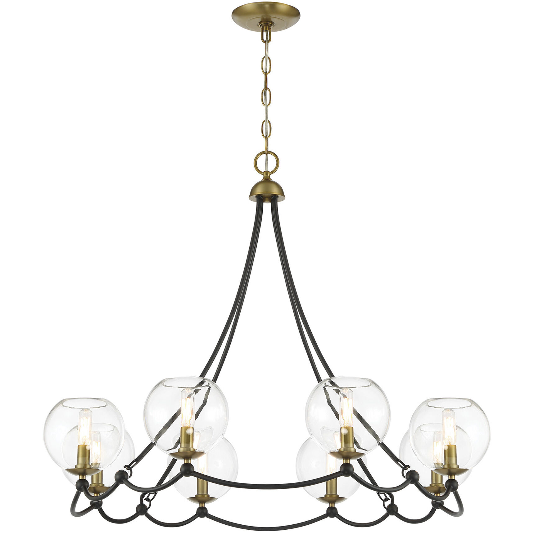 Vantage Kearney Park 8 Light 35 inch Coal and Soft Brass Chandelier Ceiling Light