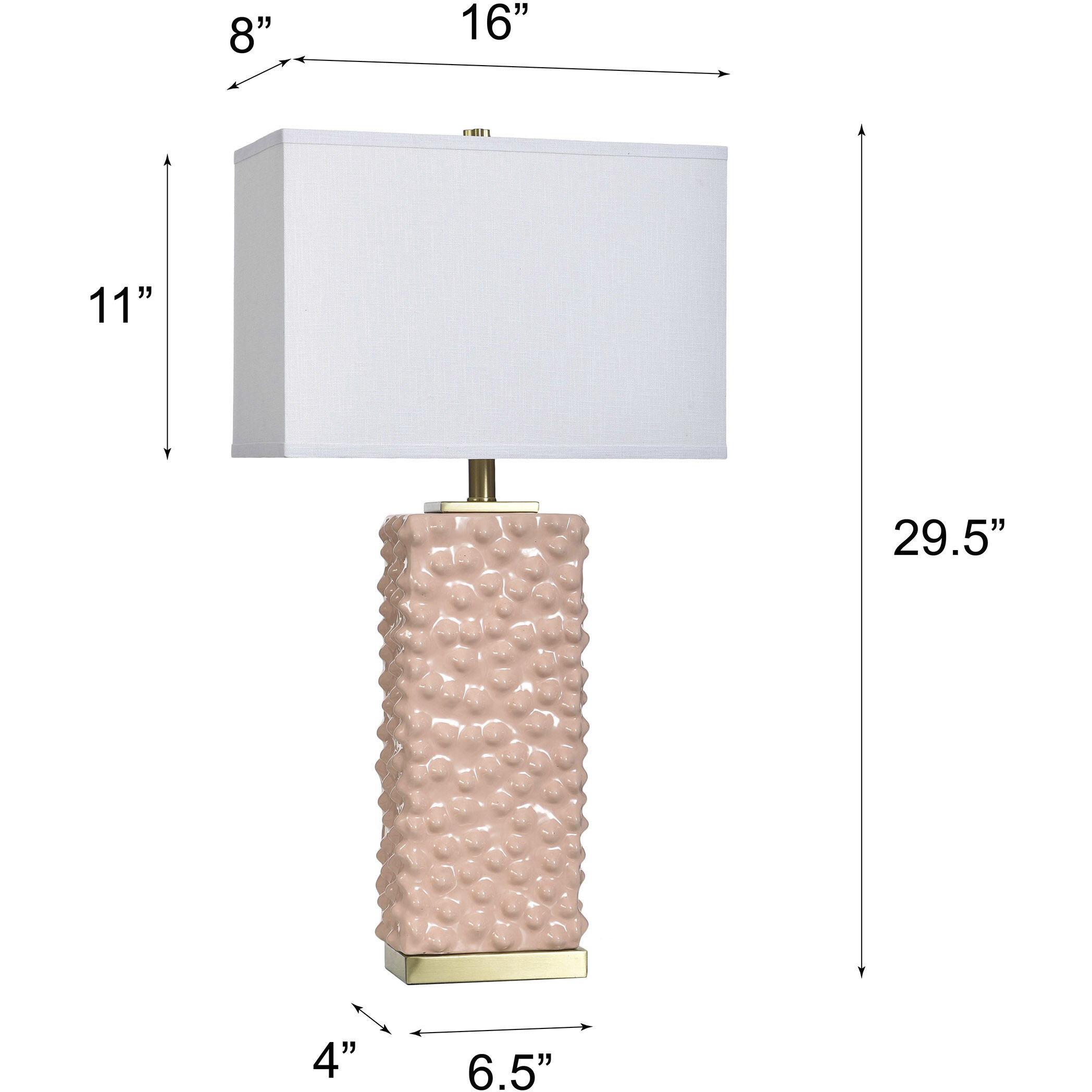 Edmund 30 inch 60 watt Polished Brass and Pearl Blush Table Lamp Portable Light