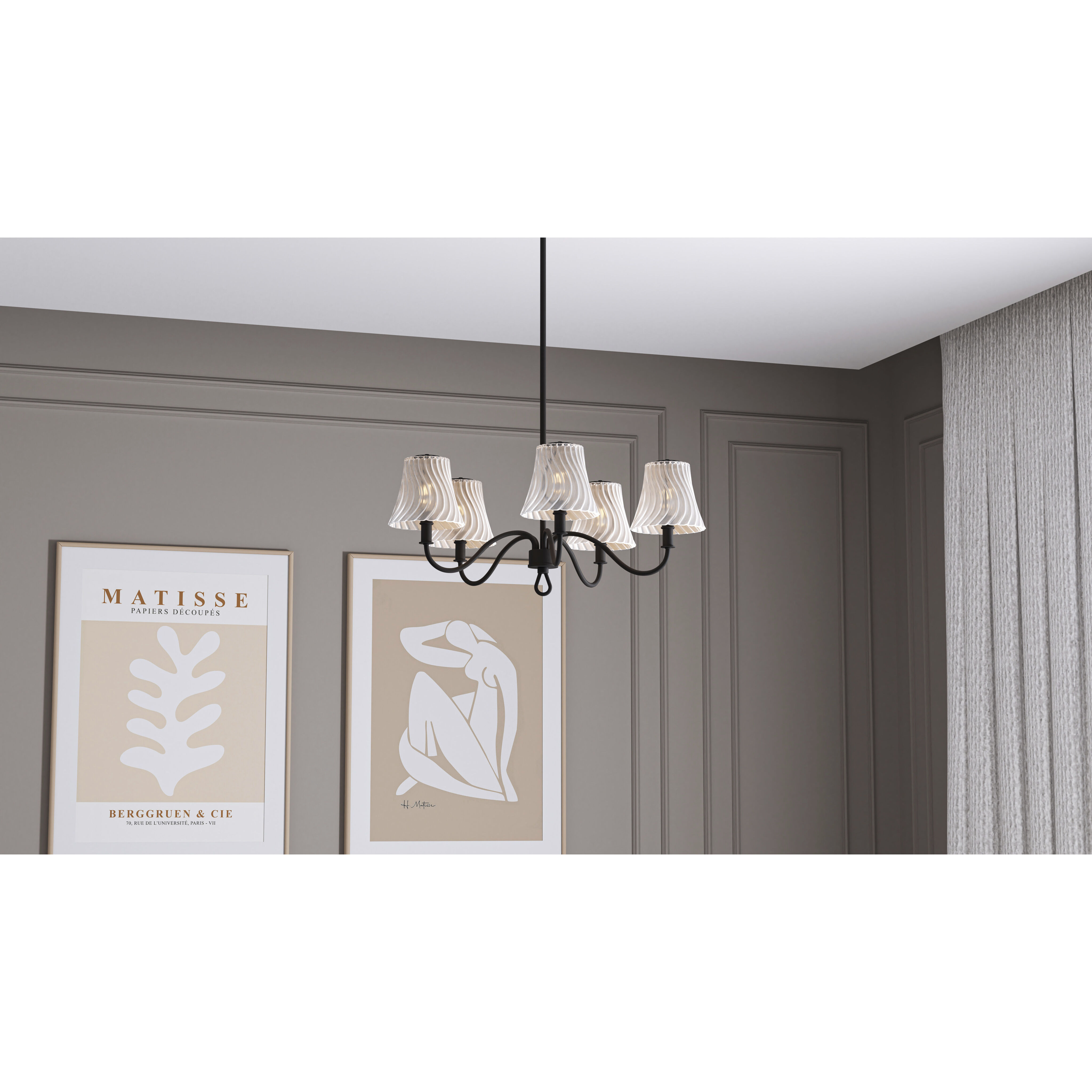 McKinney 5 Light 29.5 inch Matte Black Chandelier Ceiling Light