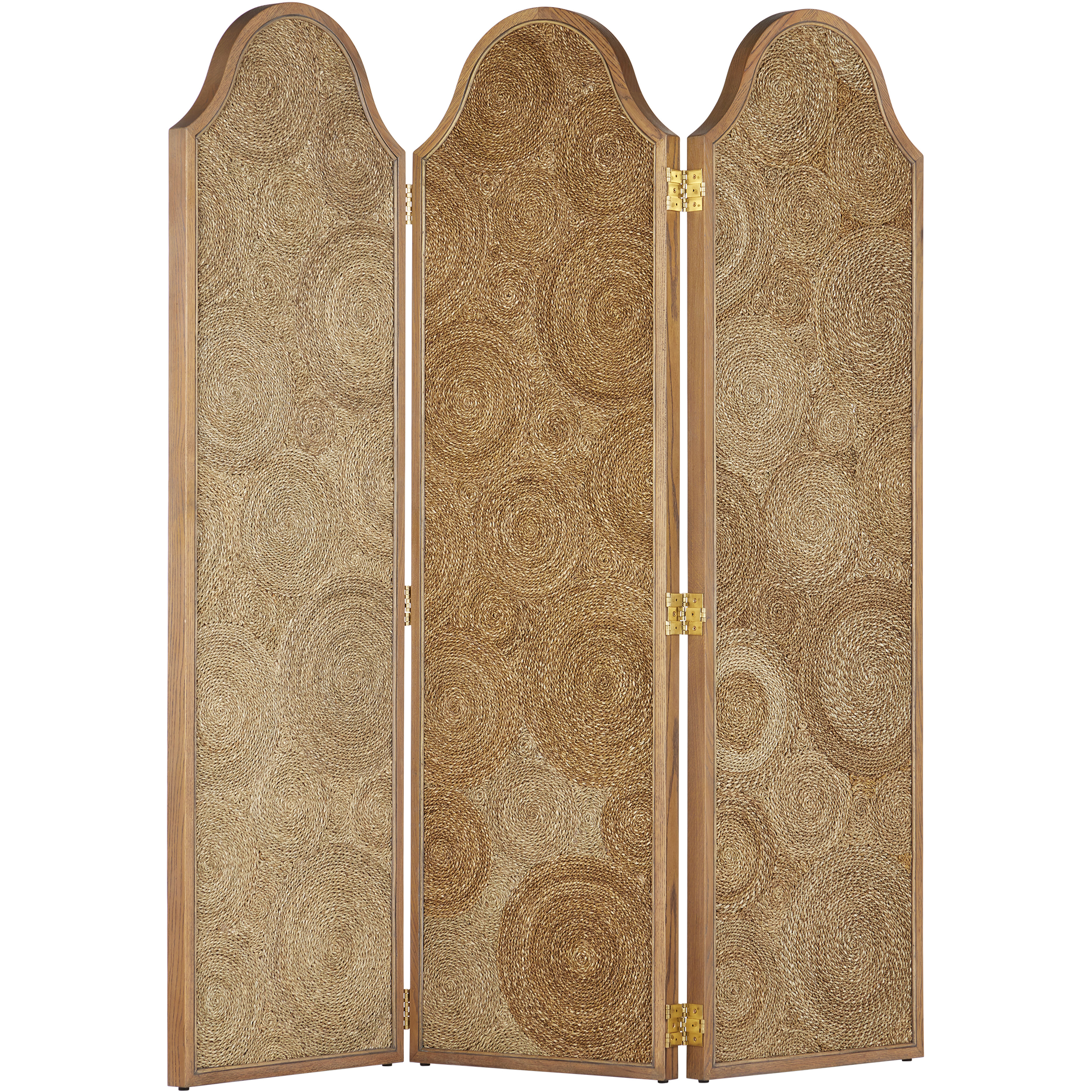 Sisal 76.25 inch Natural and Weathered Oak Screen, Marjorie Skouras Collection