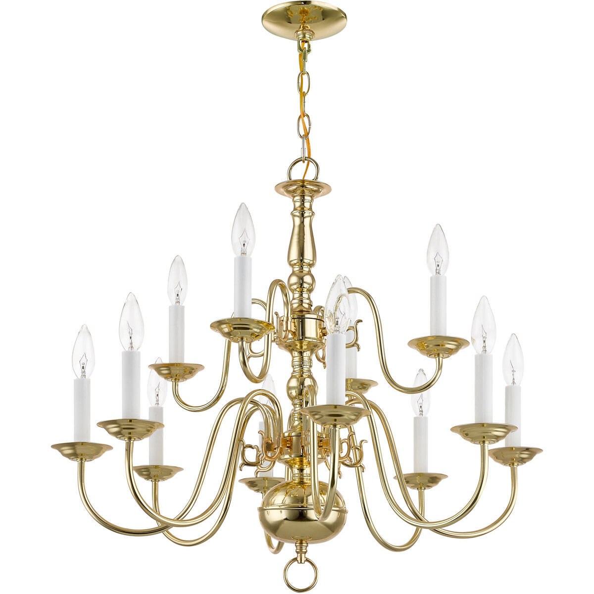 Williamsburgh 12 Light 26 inch Polished Brass Chandelier Ceiling Light
