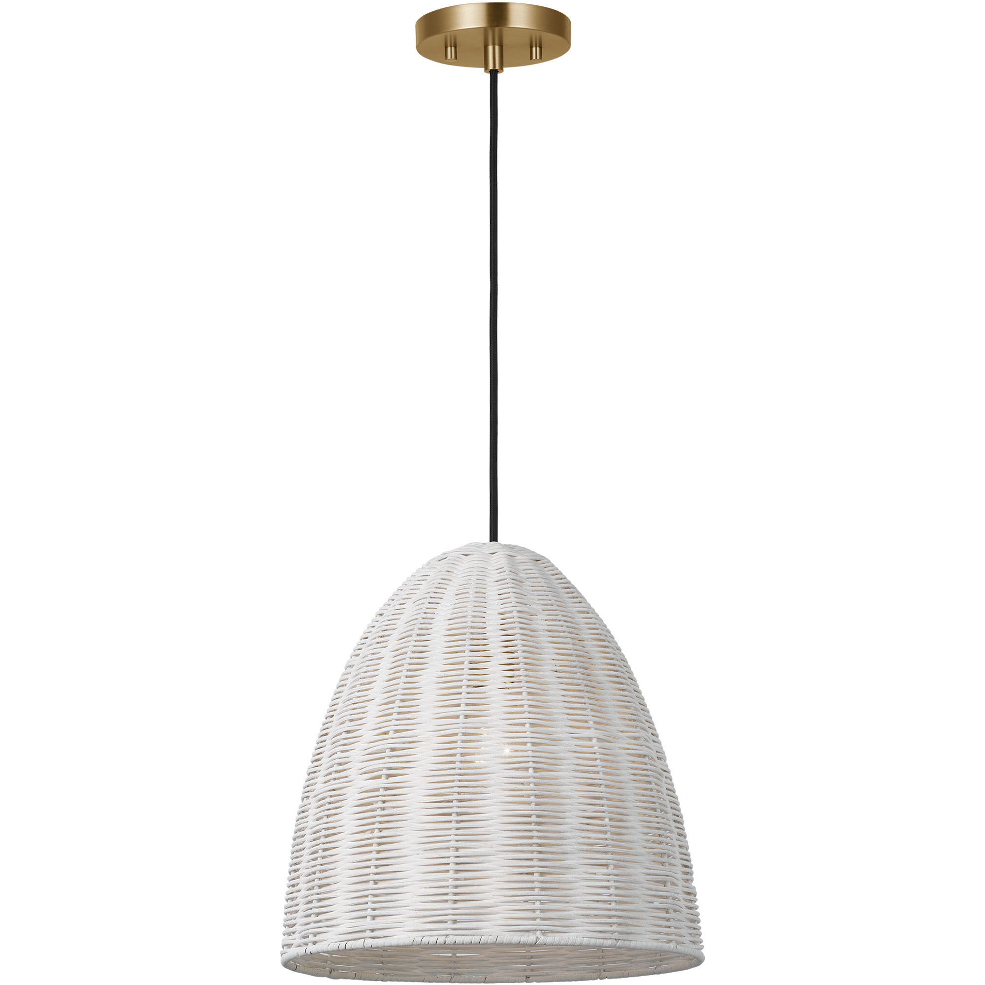 Sean Lavin Norman Pendant Ceiling Light in Satin Brass with Chalk Wicker