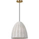 Sean Lavin Norman 1 Light 13.38 inch Satin Brass with Chalk Wicker Pendant Ceiling Light