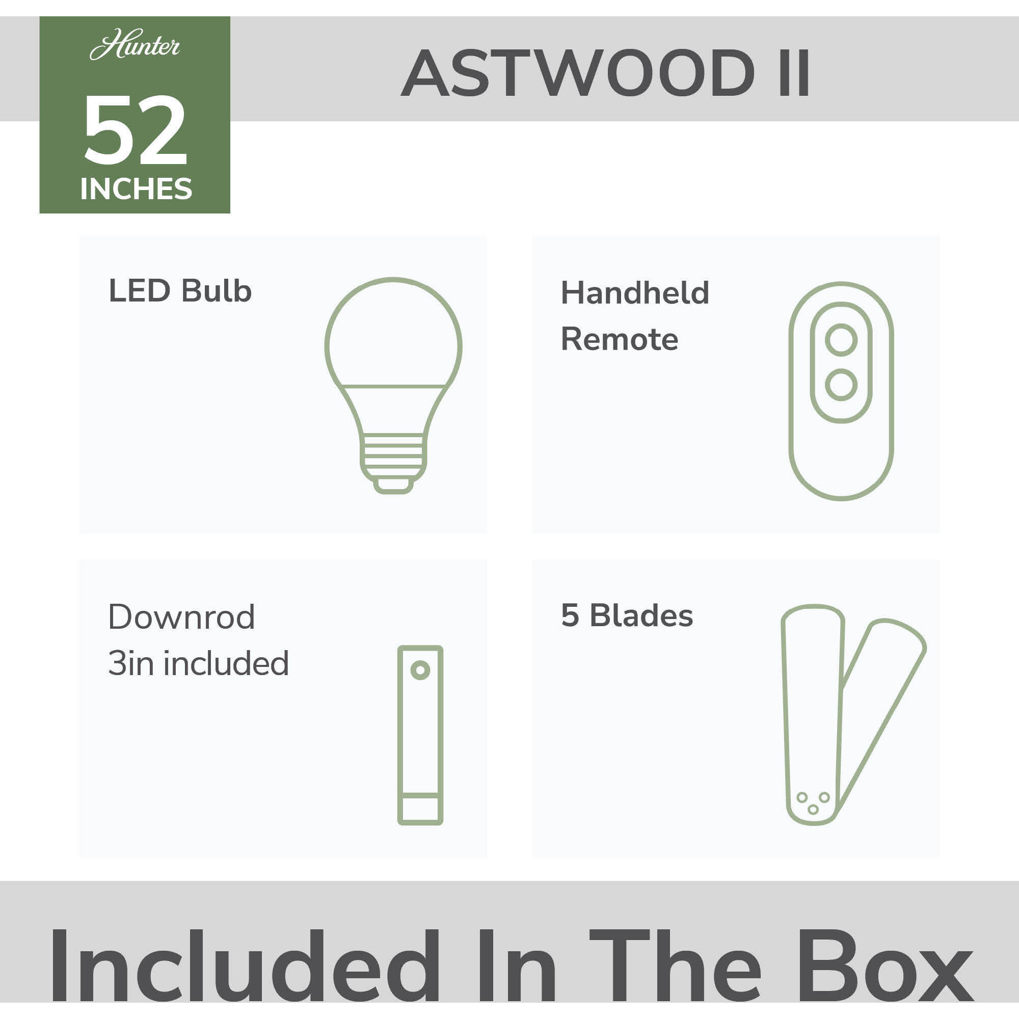Astwood II 52 inch Brushed Nickel with Light Oak Blades Ceiling Fan