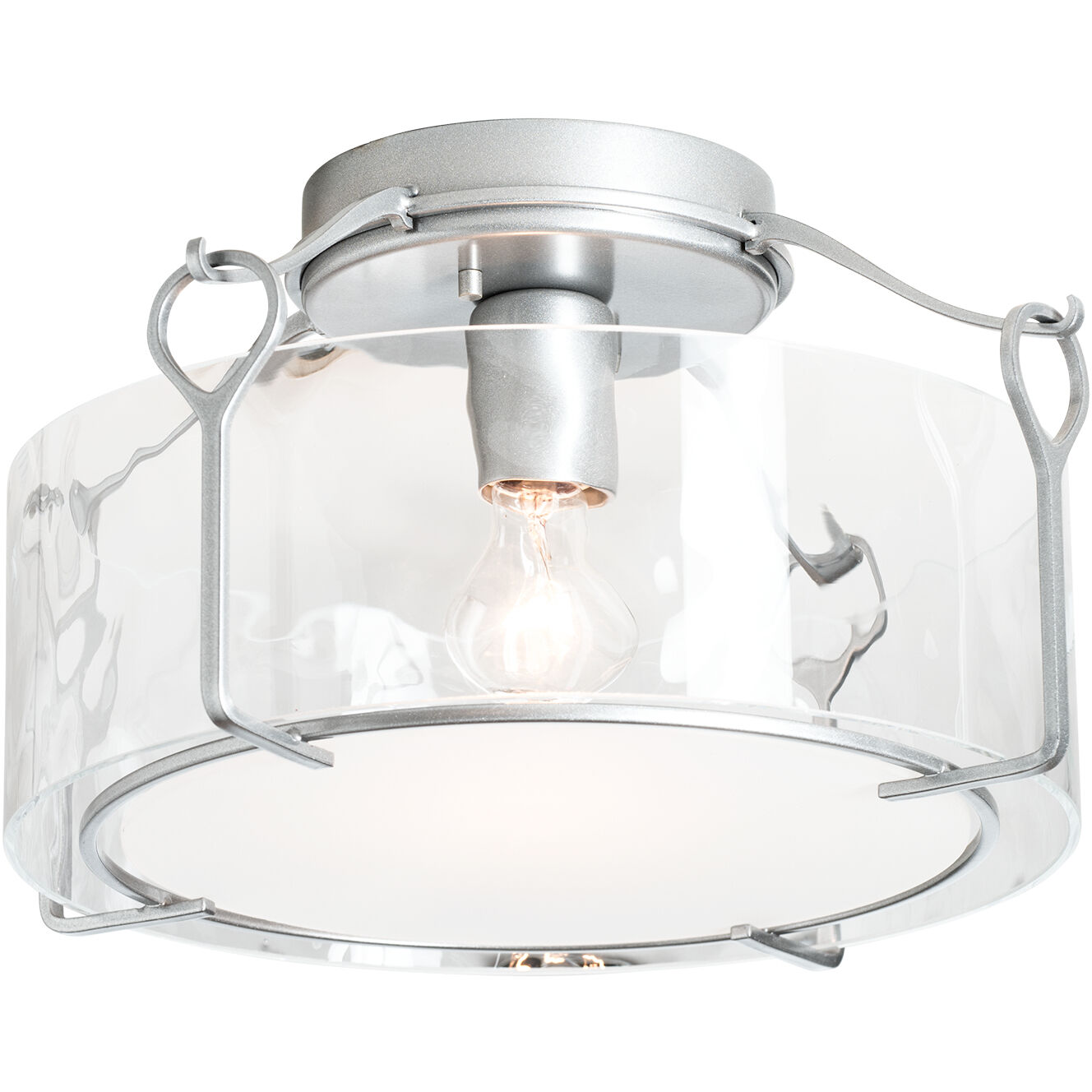 Bow 1 Light 13.2 inch Vintage Platinum Semi-Flush Ceiling Light in Water, Medium