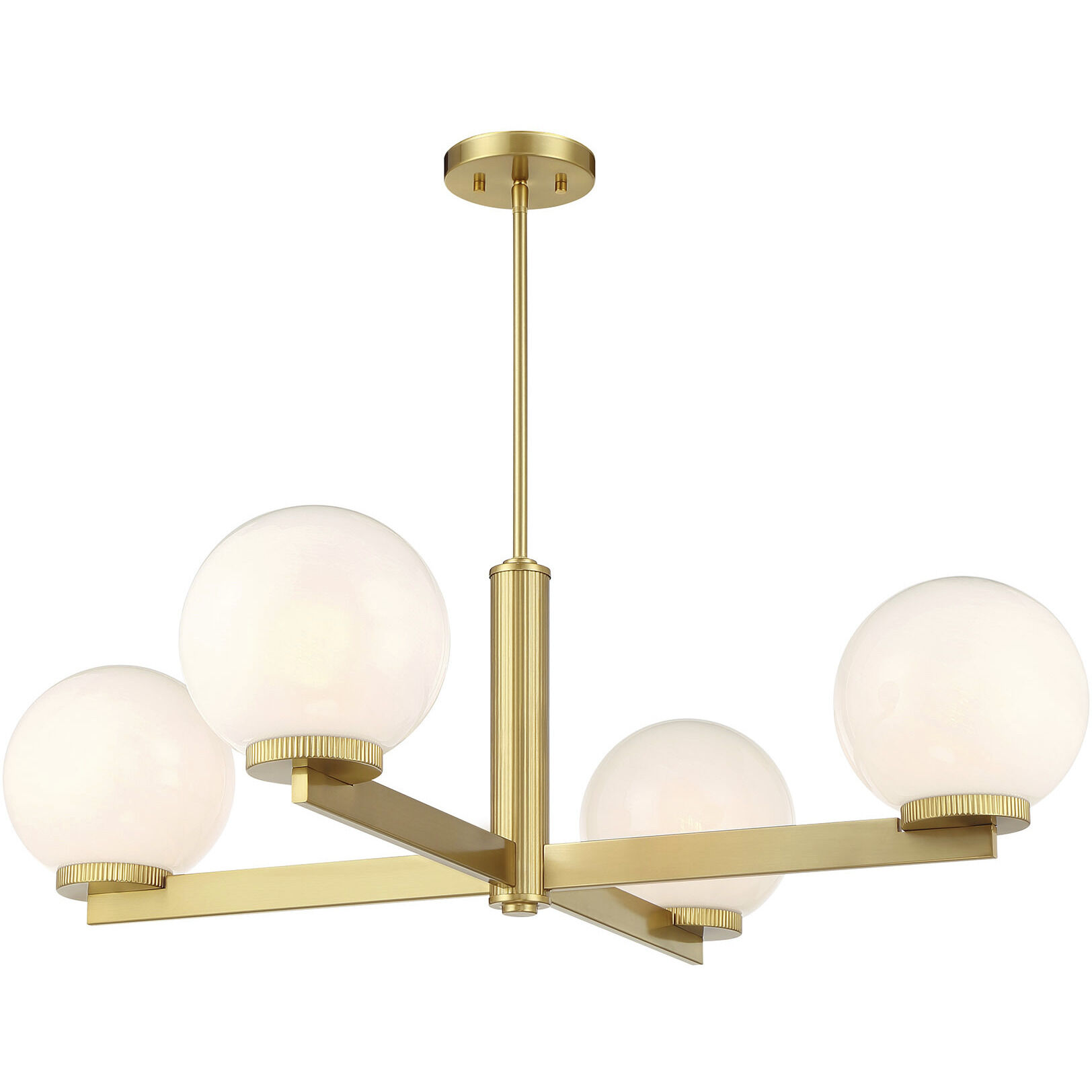 Modern 4 Light 38 inch Natural Brass Chandelier Ceiling Light