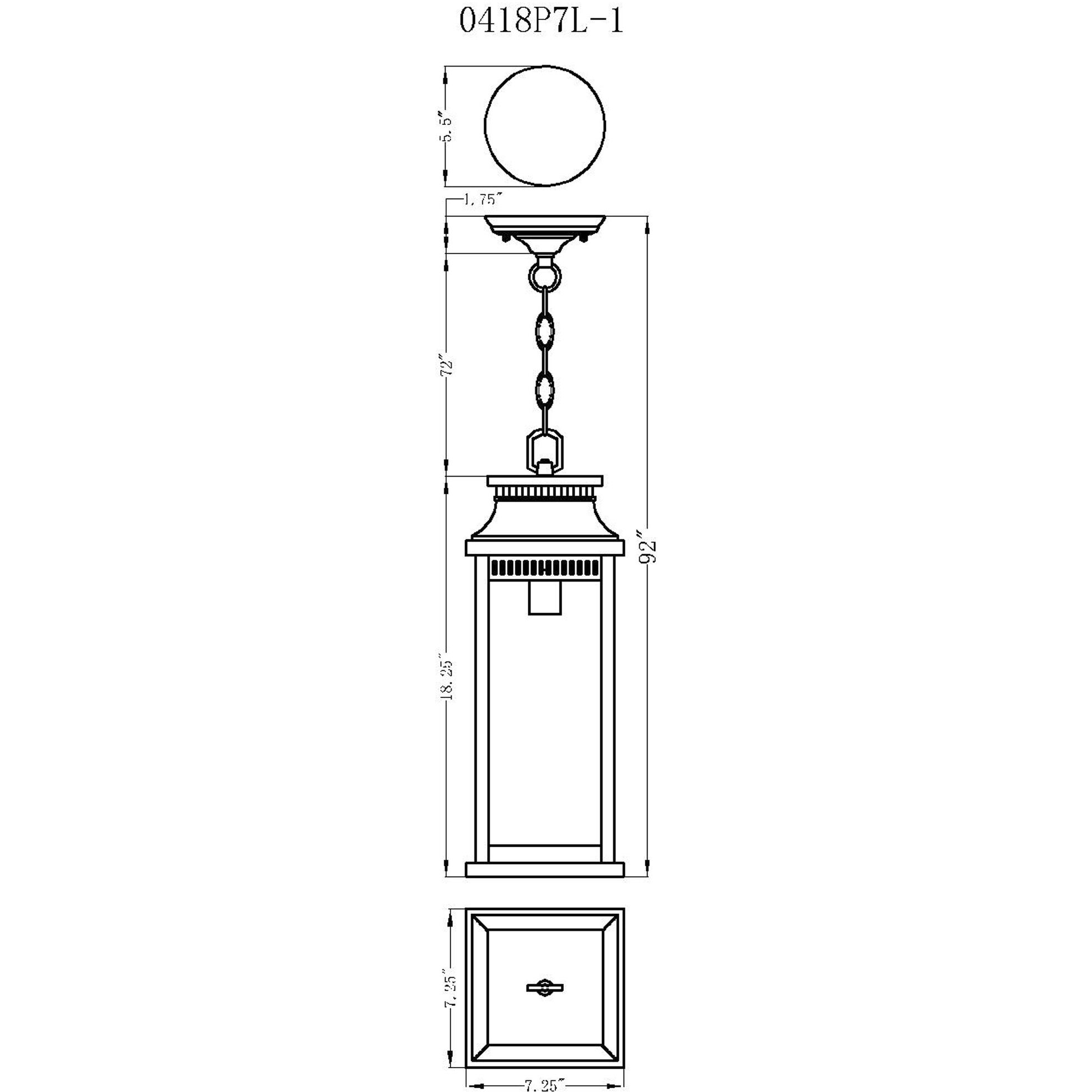 Milford 1 Light 7.25 inch Black Outdoor Hanging Light
