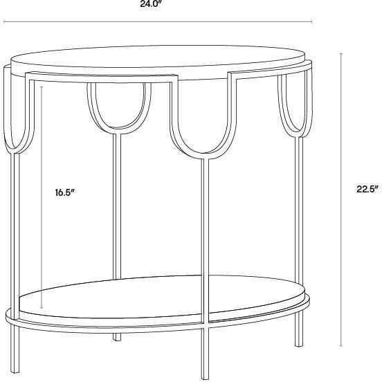 Arya 24 X 22.5 inch Grey / Antique Brass Side Table